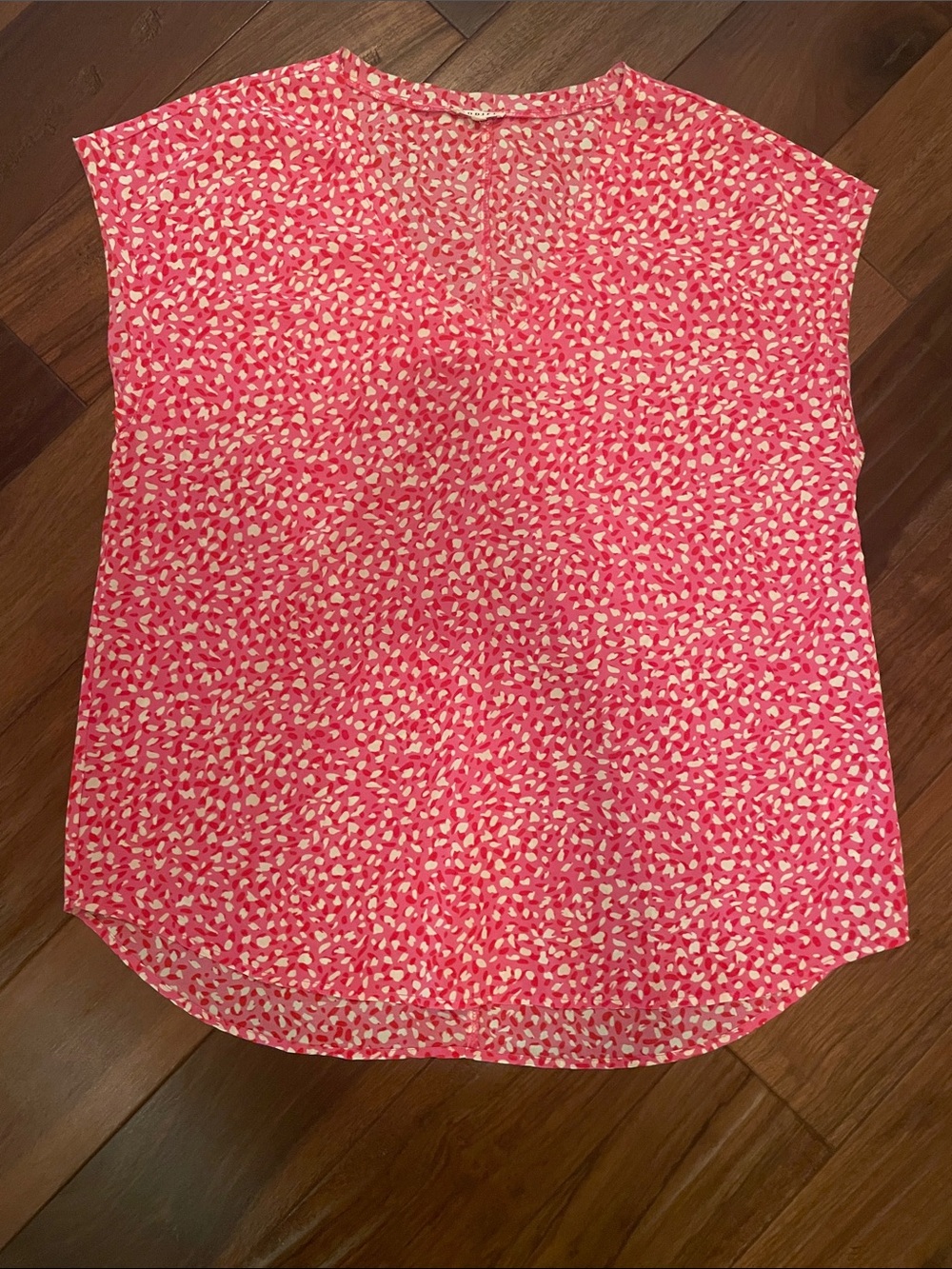 Pink Printed Cap Sleeve Blouse, Large - Picture 1 of 6
